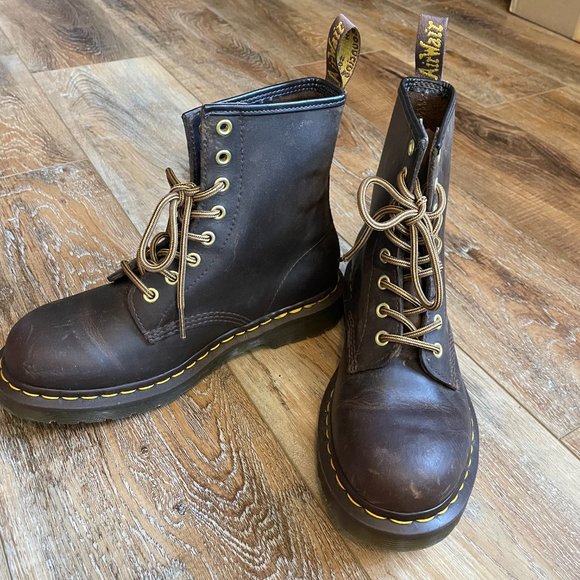 DR MARTENS 1460 CRAZY HORSE LEATHER LACE UP BOOTS - Picture 9 of 9